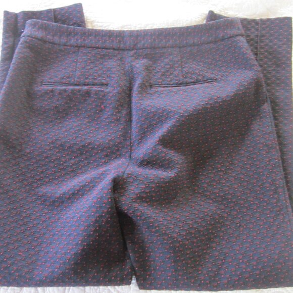 Ann Taylor Pants 6 Blue/Red Print Side Zipper - Picture 4 of 6